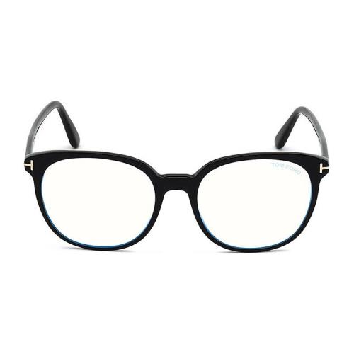 Tom Ford FT5671-F-B Eyeglasses Shiny Black Blue Round 55mm