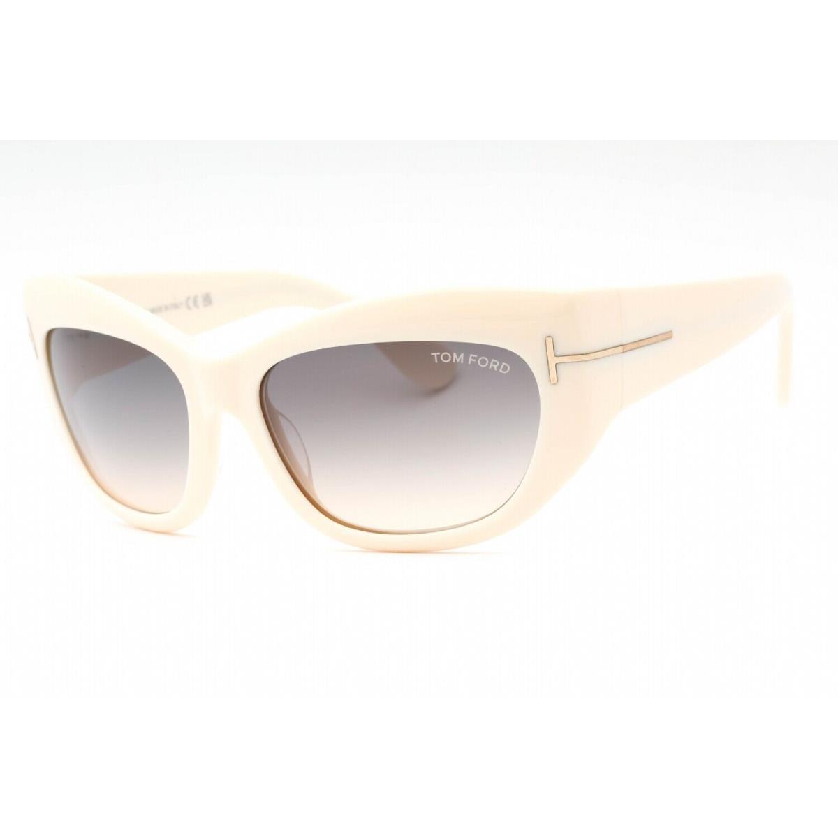 Tom Ford FT1065 25B Sunglasses Ivory Frame Gradient Smoke Lenses 55mm