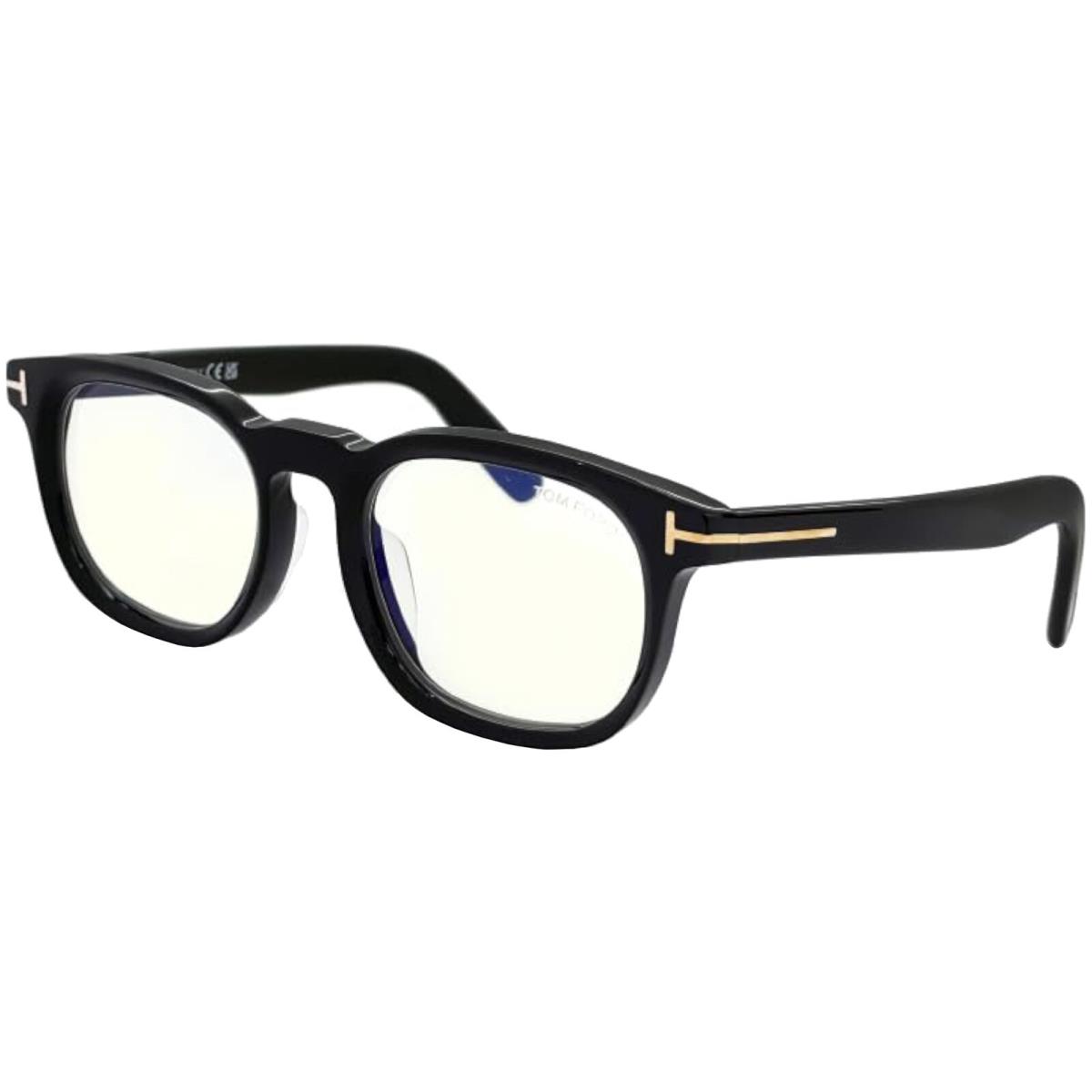 Tom Ford Men`s Shiny Black Blue Block Oval Eyeglasses FT5930-D-B-001 Italy