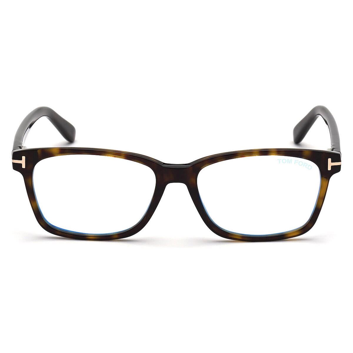 Tom Ford FT5713-B Eyeglasses Shiny Dark Havana Blue 53mm