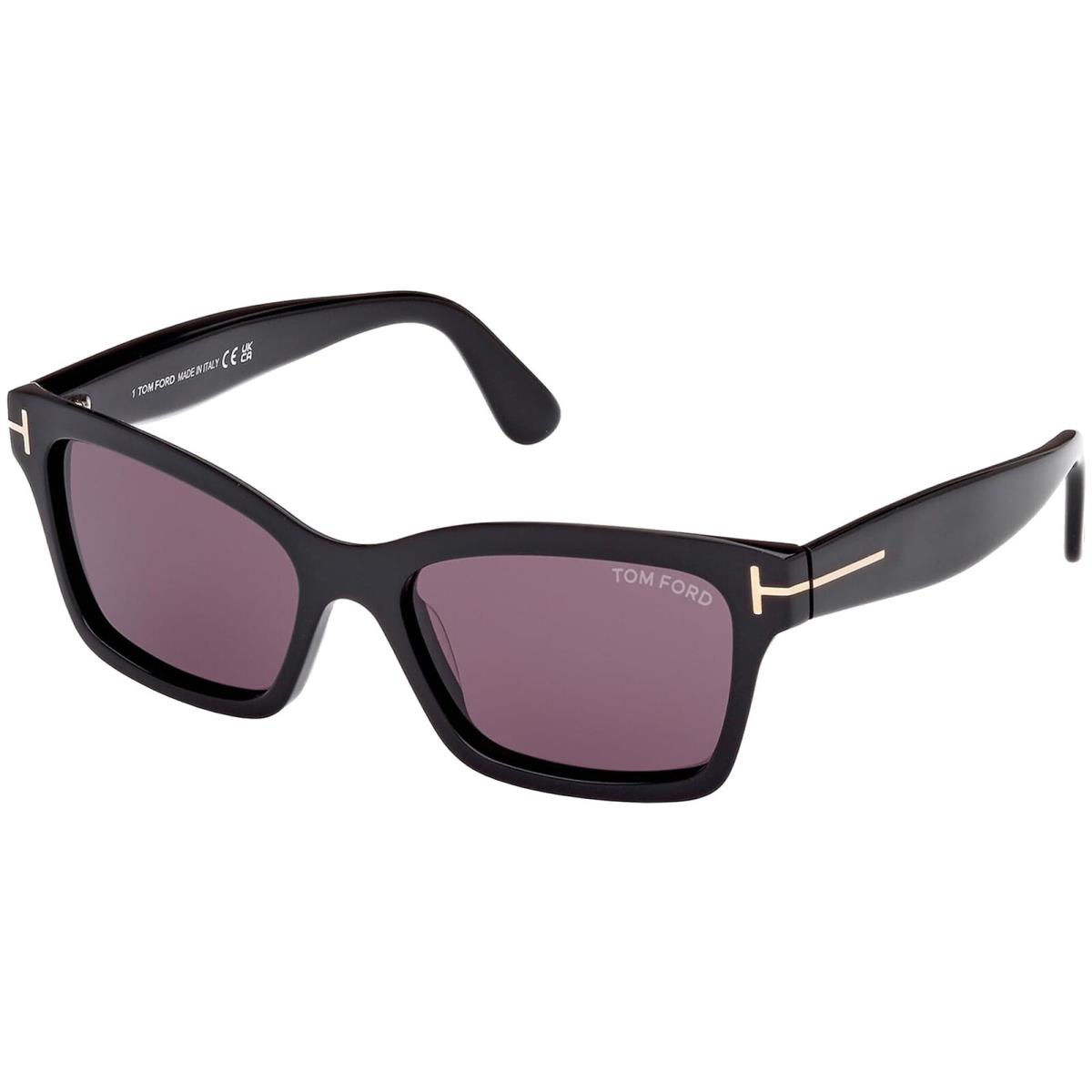 Tom Ford Mikel Women`s Black Rectangular Cat Eye Sunglasses FT1085-01A-54 Italy