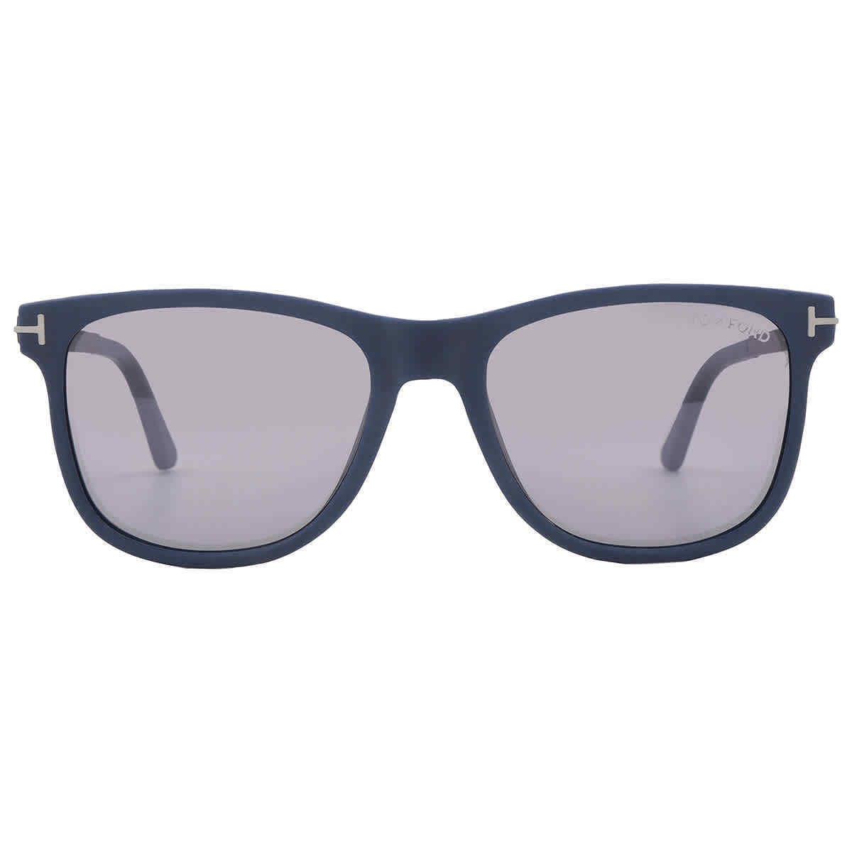 Tom Ford Sinatra Smoke Mirror Square Men`s Sunglasses FT1104 91C 53 - Frame: Blue, Lens: Grey