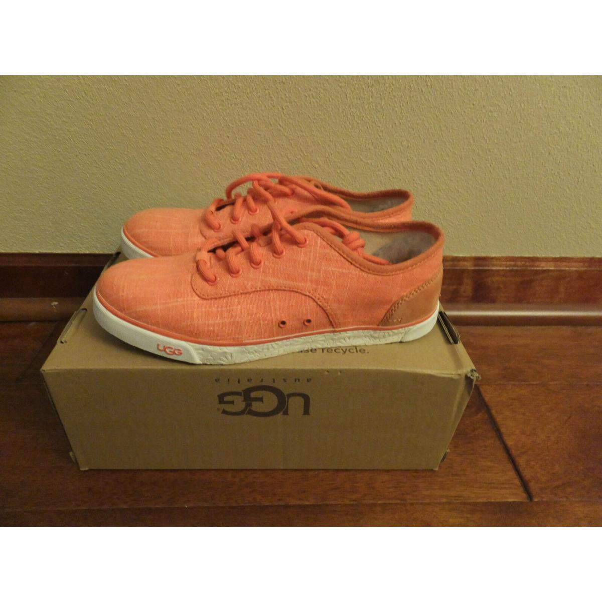 Ugg Canvas Tennis Shoes Sneakers Flats Hally Persimmon Orange Women`s Size 7