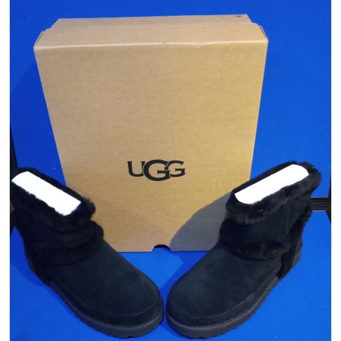 Ugg Winter Boots Womens 7 Black Suede Plush Shoes