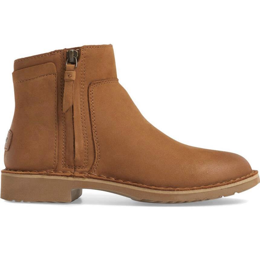 Ugg Rea Chestnut Nubuck Leather/uggpure Lining Ankle Boot/side Zip US 10/41