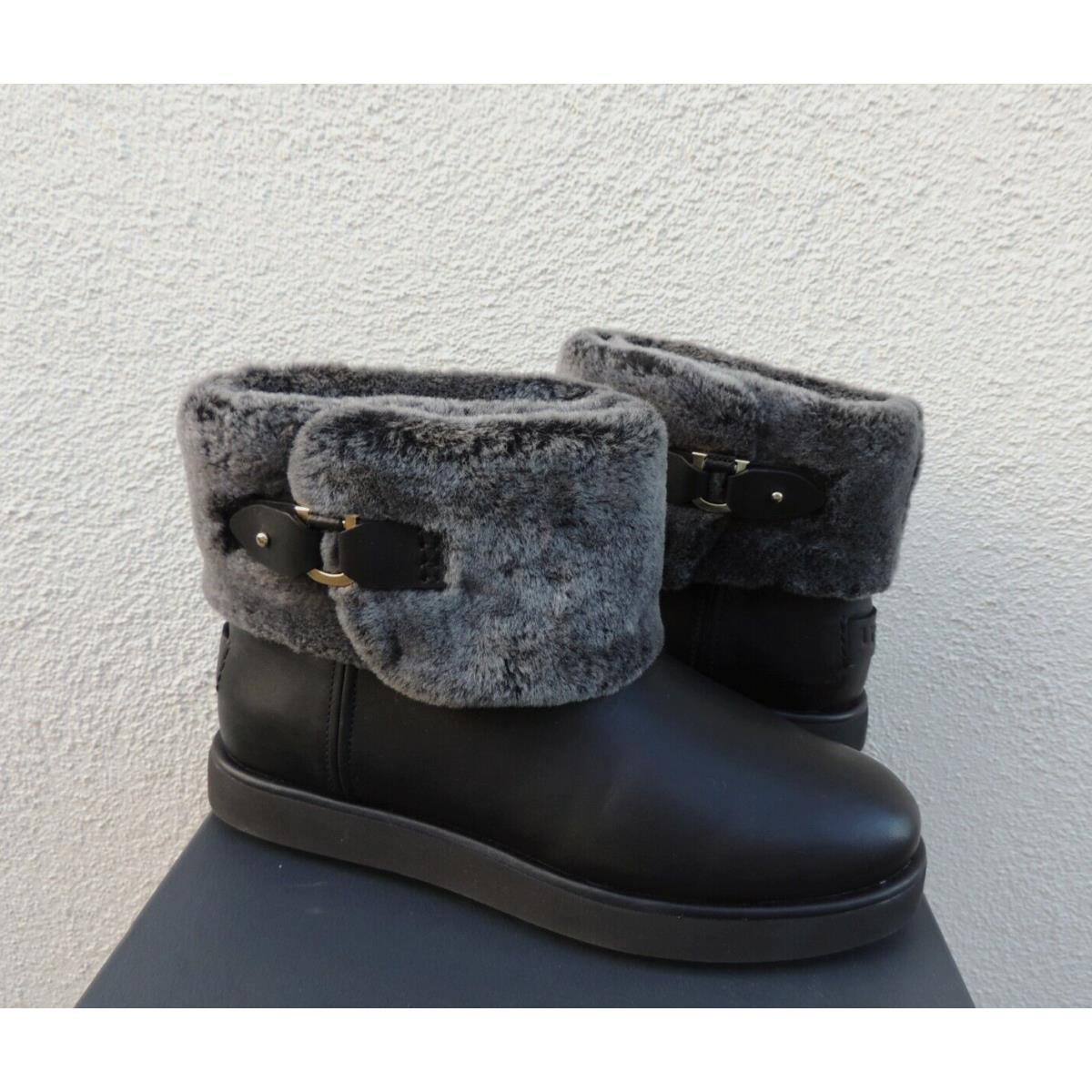 Ugg Black Classic Berge Mini Leather/ Sheepskin Boots Women US 8/ Eur 39