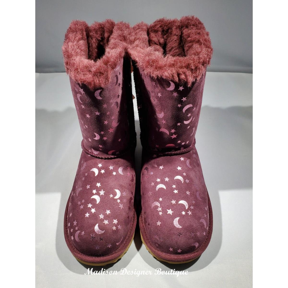 Nib_ugg Kids Boot Bailey Bow Moon and Stars Purple Size 4