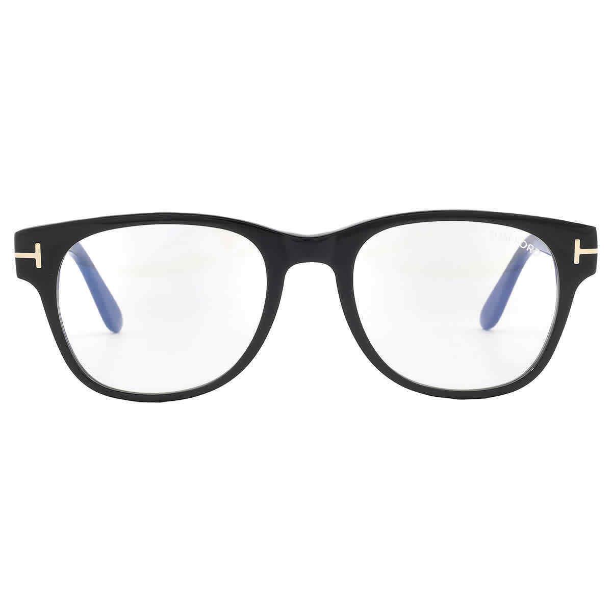 Tom Ford Blue Light Block Square Men`s Eyeglasses FT5898-B 001 52 FT5898-B 001