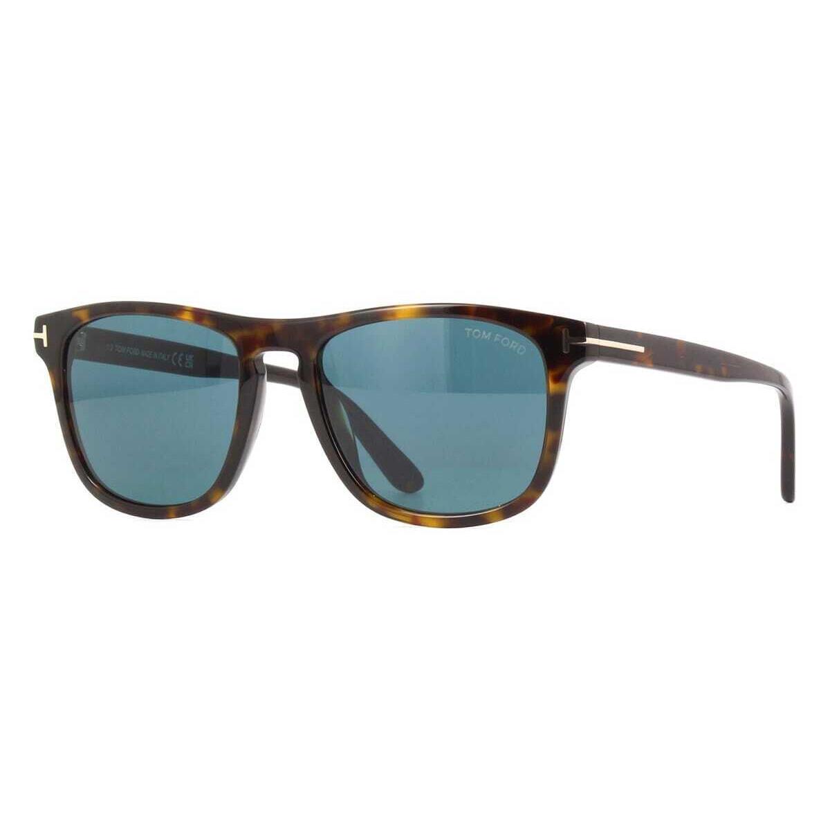 Tom Ford Gerard-02 FT0930 52V Sunglasses Dark Havana Frame Blue Lenses 56mm - Frame: Havana, Lens: Blue