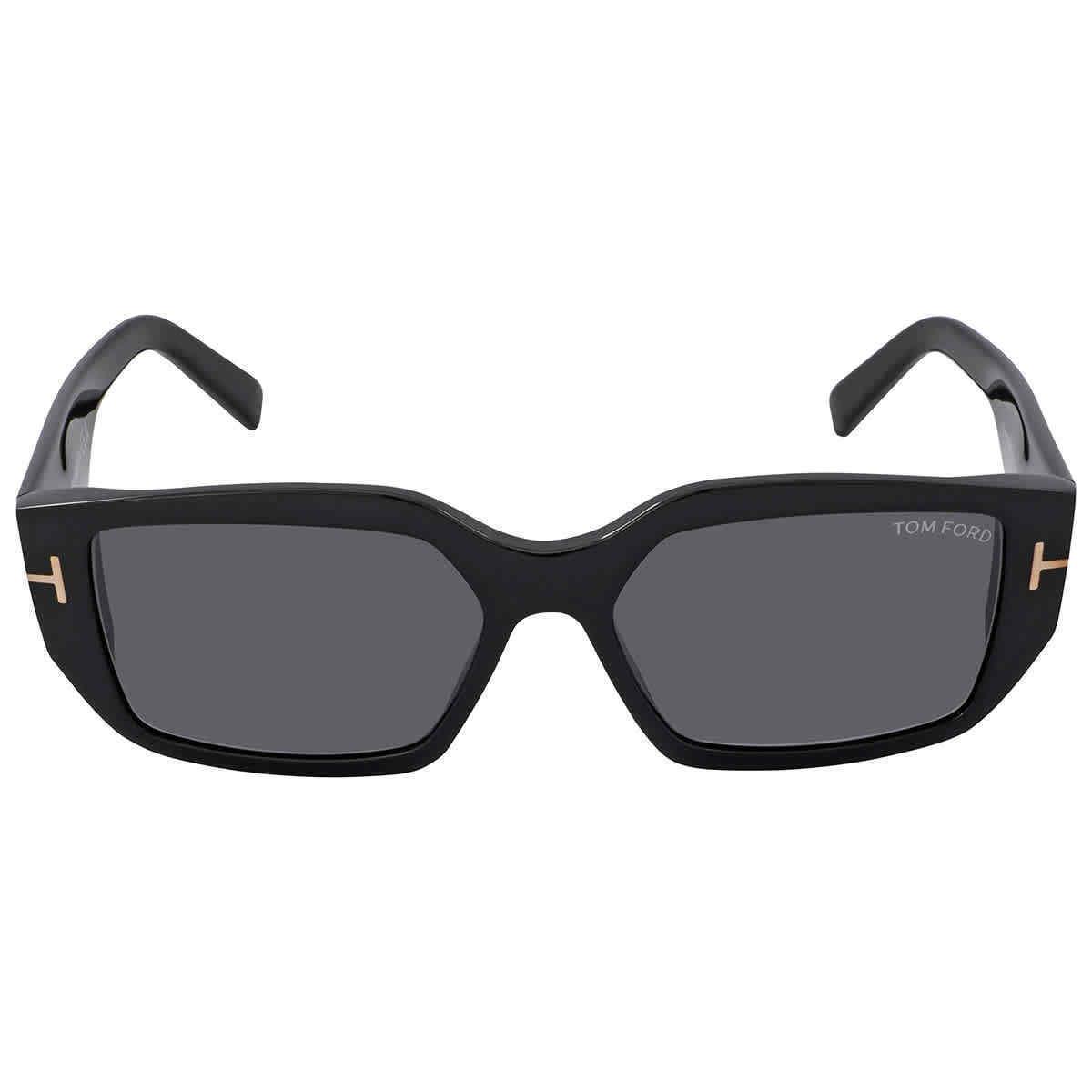 Tom Ford Silvano Smoke Rectangular Men`s Sunglasses FT0989 01A 56 FT0989 01A 56