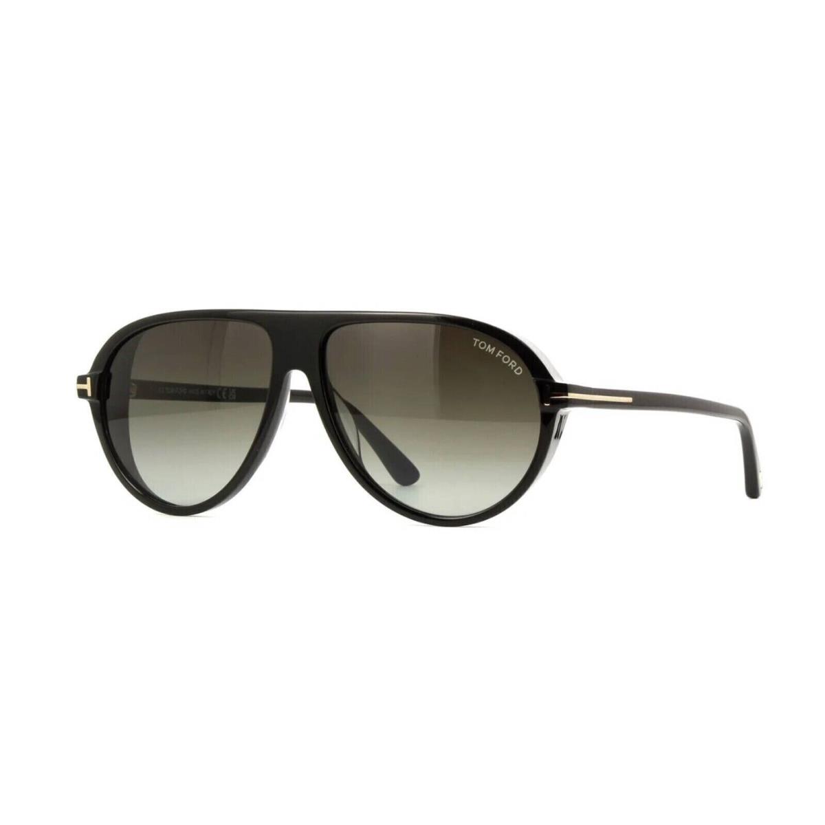 Tom Ford Marcus FT 1023 01B Shiny Black/grey Green Shaded Sunglasses