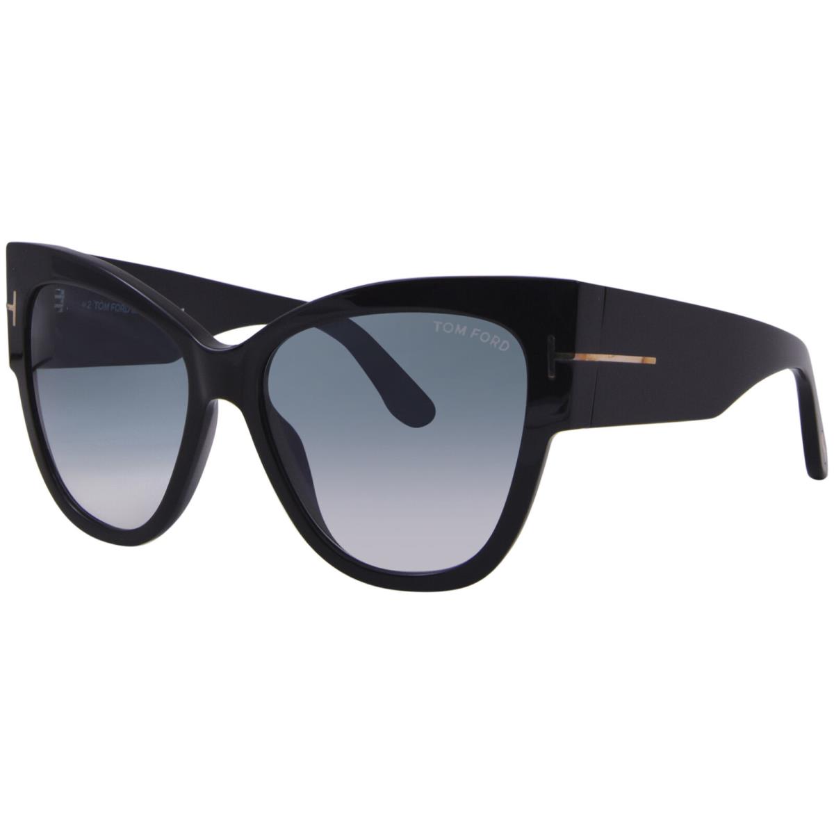 Tom Ford Women`s Anoushka TF371 01B Black/blue Gradient Cat Eye Sunglasses 57mm