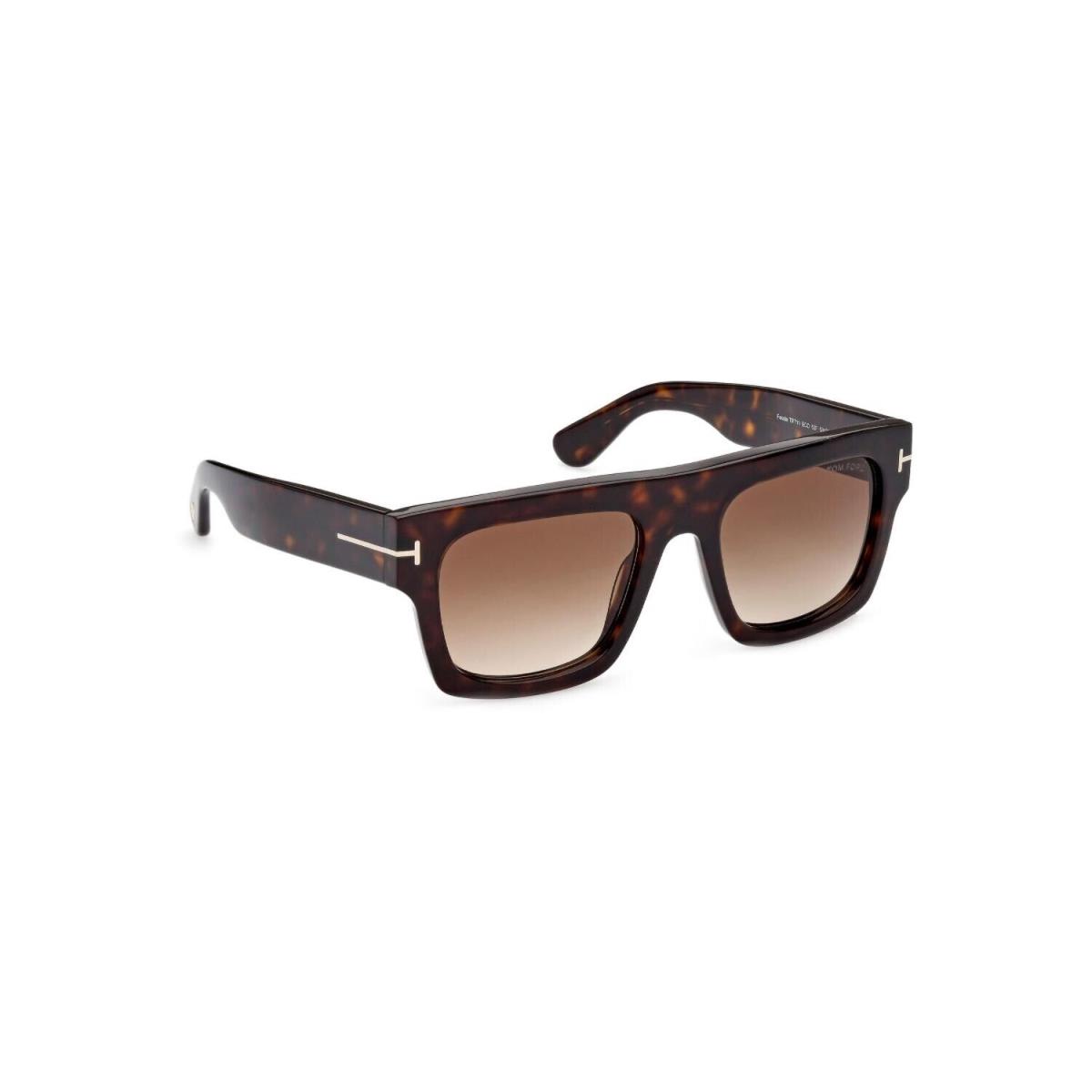 Tom Ford FT0711 Fausto 52F Shiny Dark Havana/brown Gradient Square Sunglasses