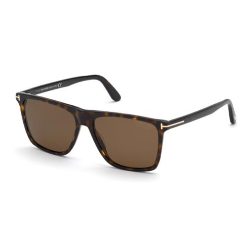 Tom Ford FT0832 Fletcher 52H Dark Havana/brown Polarized Square Men`s Sunglasses - Frame: Dark Havana, Lens: Brown