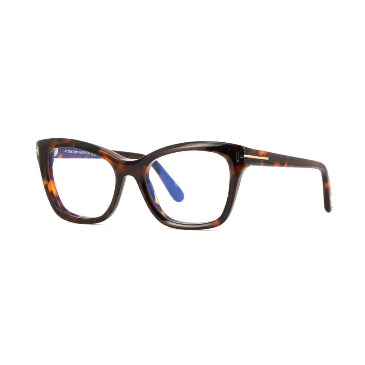 Tom Ford FT5909-B Blue Block Shiny Dark Havana 052 Eyeglasses