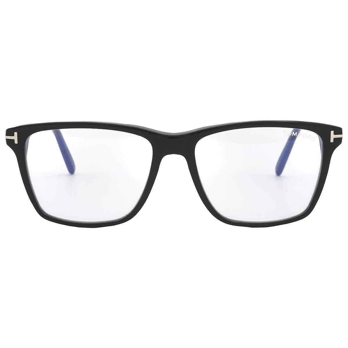 Tom Ford Blue Light Block Square Men`s Eyeglasses FT5817-B 001 56 FT5817-B 001