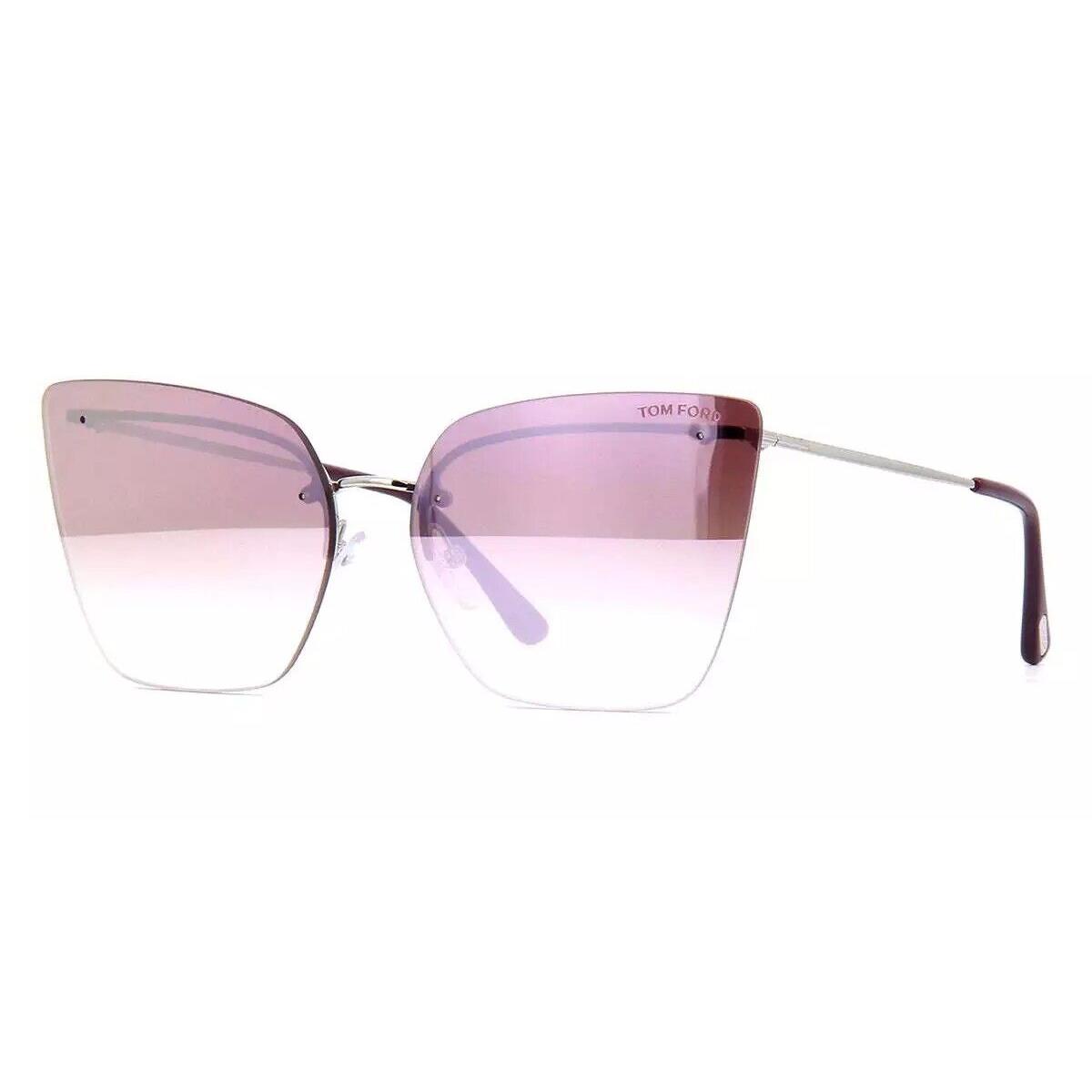 Tom Ford FT 0682 16Z Sunglasses Shiny Palladium Frame Gradient Pink Lenses 63mm