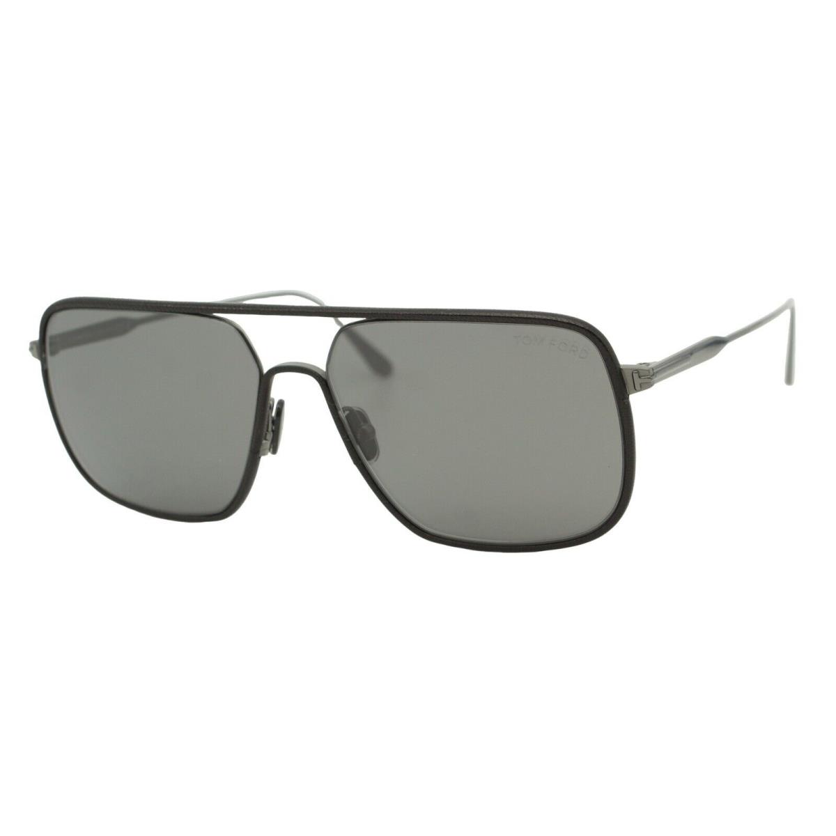 Tom Ford Cliff 1015 12C Gunmetal Black Leather Men`s Sunglasses 60-15-145 W/case