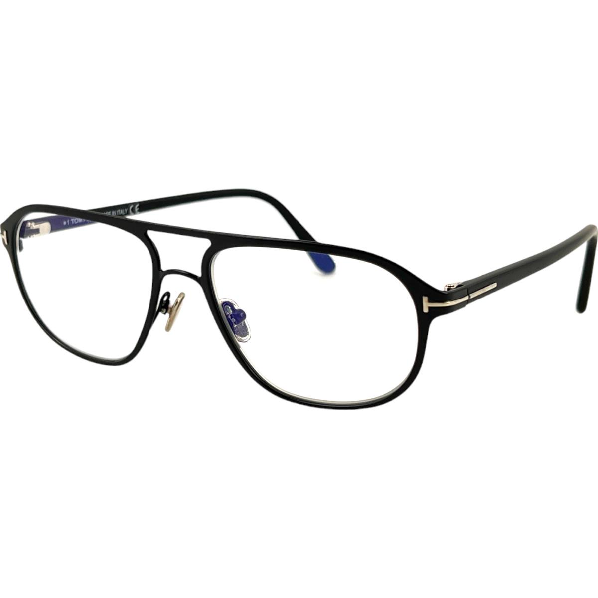 Tom Ford TF5751B Mens Metal Eyeglass Frame 002 Matte Black 55-16 Blue Block Lens