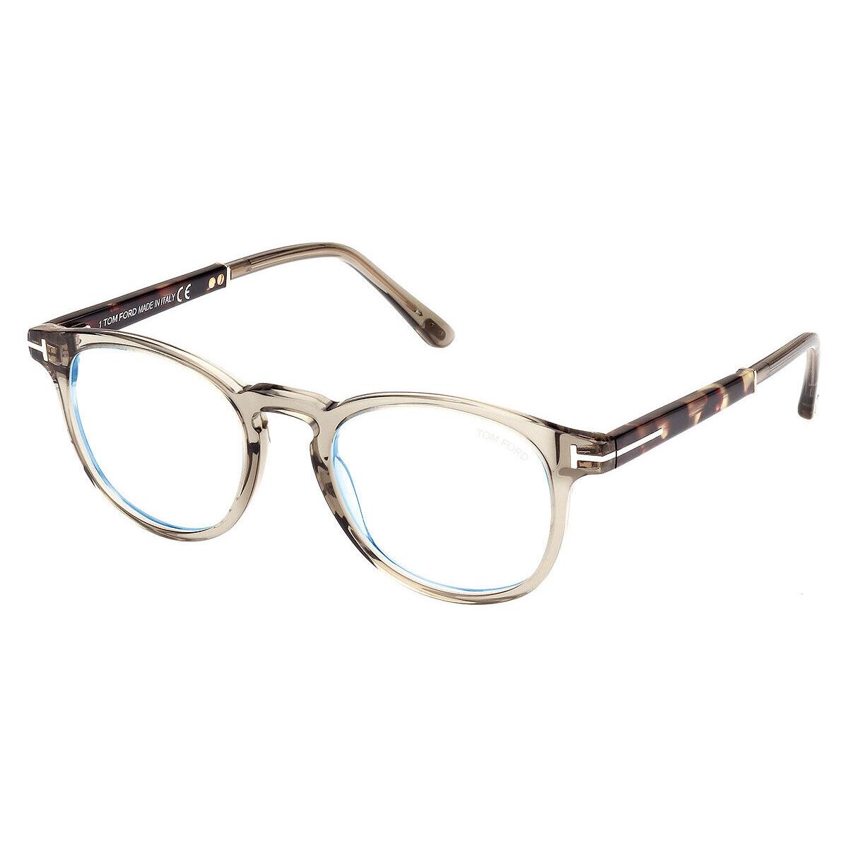 Tom Ford FT5891-B Transparent Olive/shiny Rose Gold/t Logo / Blue Block