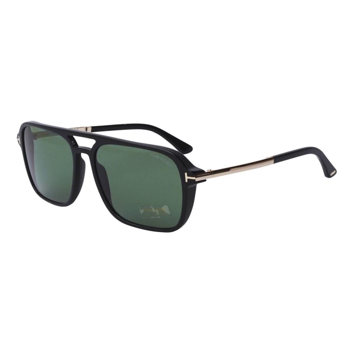 Tom Ford Navigator Sunglasses FT0910-01N-59 Shiny Black Frame Green Lenses