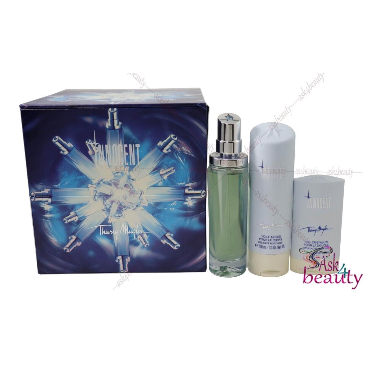 Mugler Angel Innocent 3 Pieces Set For Women with 1.7 Oz Edp Spray