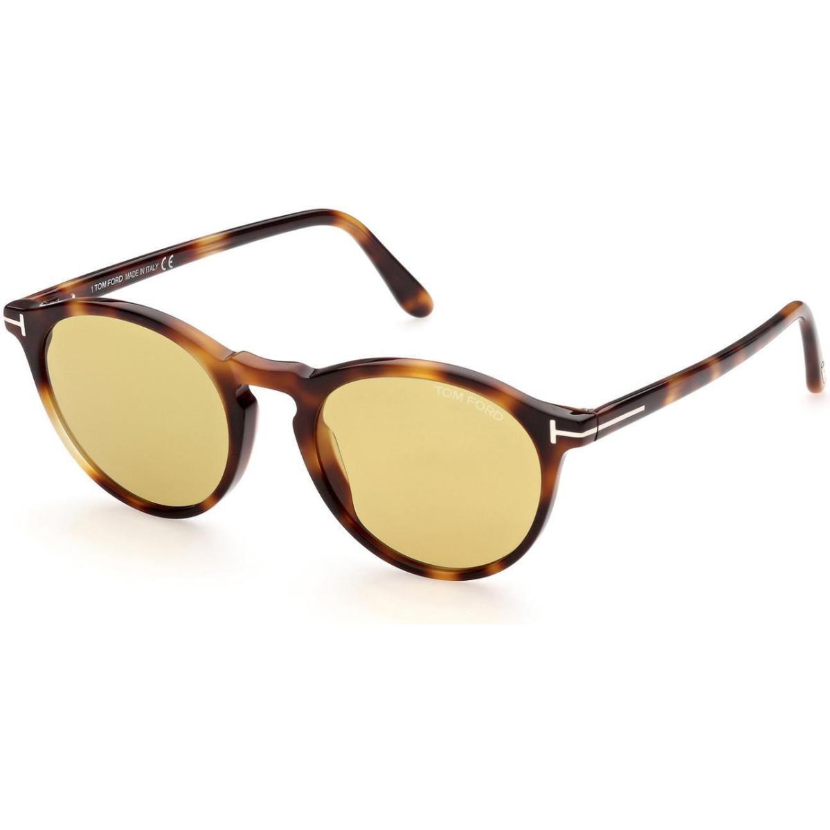 Tom Ford FT 0904 Sunglasses 53E Shiny Medium Blonde Havana / Yellow Lenses