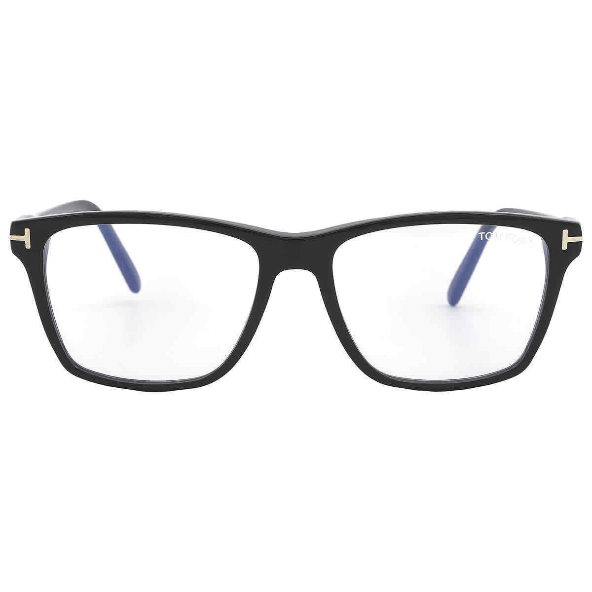 Tom Ford Blue Light Block Square Men`s Eyeglasses FT5817-B 001 54 FT5817-B 001