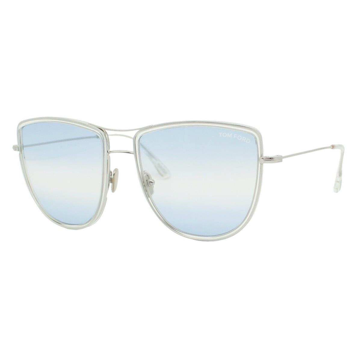 Tom Ford Tina TF 759 16W Silver Blue Gradient Unisex Sunglasses 59-18-140 W/case