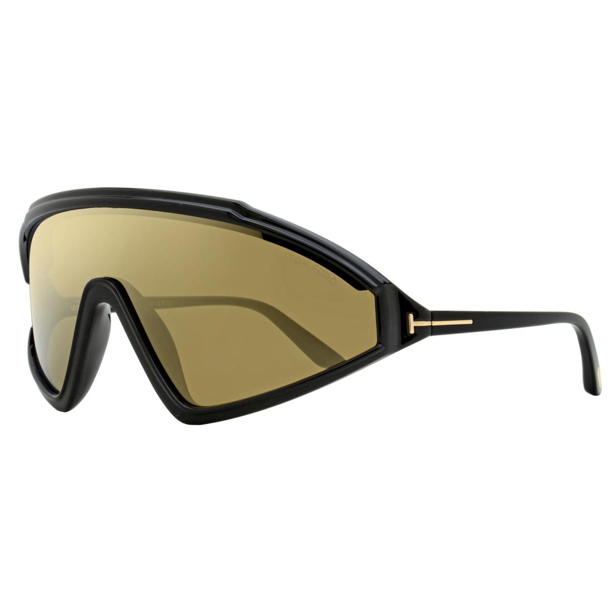 Tom Ford Lorna Sunglasses TF1121 01G Black 0mm FT1121 - Frame: Black, Lens: Brown/Gold Flash