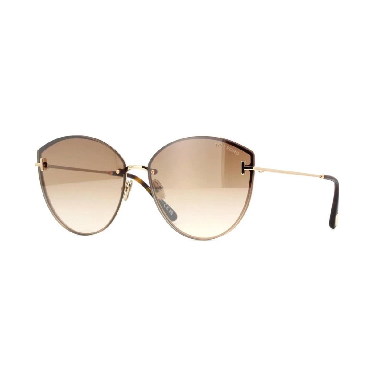 Tom Ford Evangeline FT 1106 Gold/brown Shaded Mirrored 28G Sunglasses