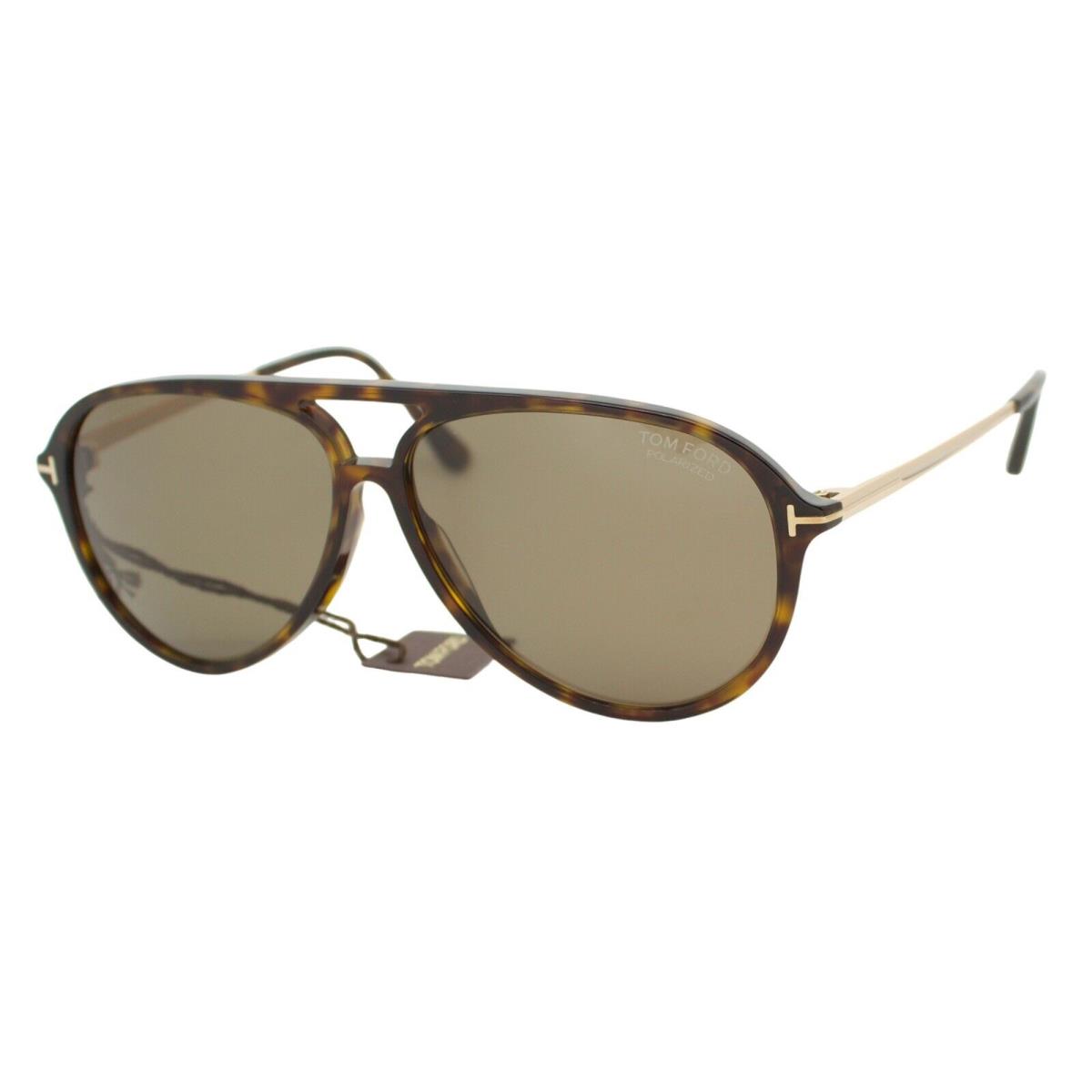 Tom Ford Samson 909 52H Dark Havana Polarized Men`s Sunglasses 62-12-140 W/case - Frame: Dark Havana Gold, Lens: Brown