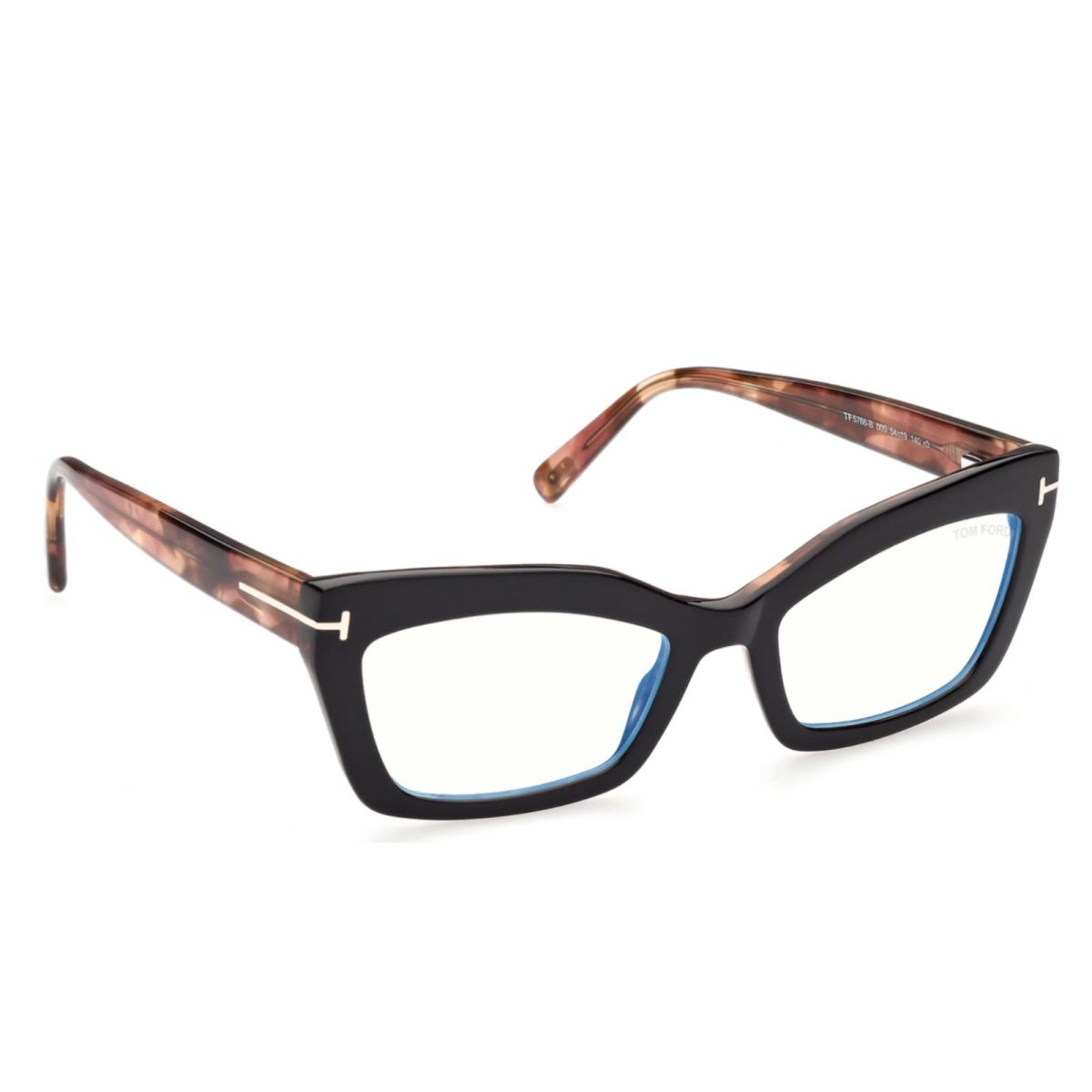 Tom Ford Blue Blocking Eyeglasses TF 5766-B 005 54-19 Black Pink Havana Frames - Black & Pink Havana, Frame: Black & Pink Havana, Lens: Clear Blue Block Lenses