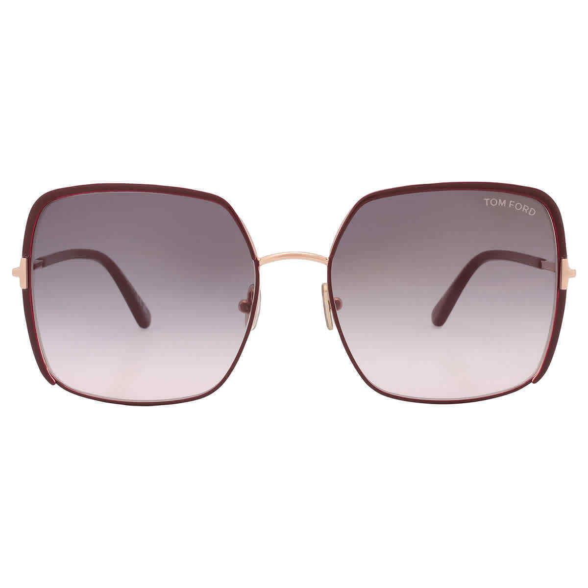 Tom Ford Raphaela Smoke Gradient To Pink Square Ladies Sunglasses FT1006 69W 60 - Frame: Multi, Lens: Multi