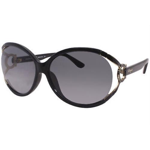 Salvatore Ferragamo SF600S 001 Sunglasses Women`s Black-gold/grey Lenses 61mm