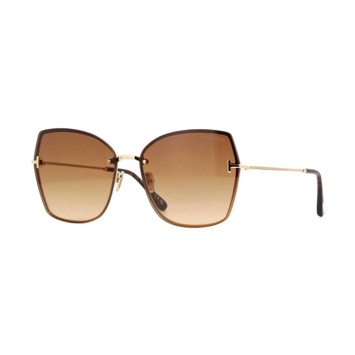 Tom Ford NICKIE-02 FT 1107 Shiny Rose Gold/red Brown Shaded 28F Sunglasses