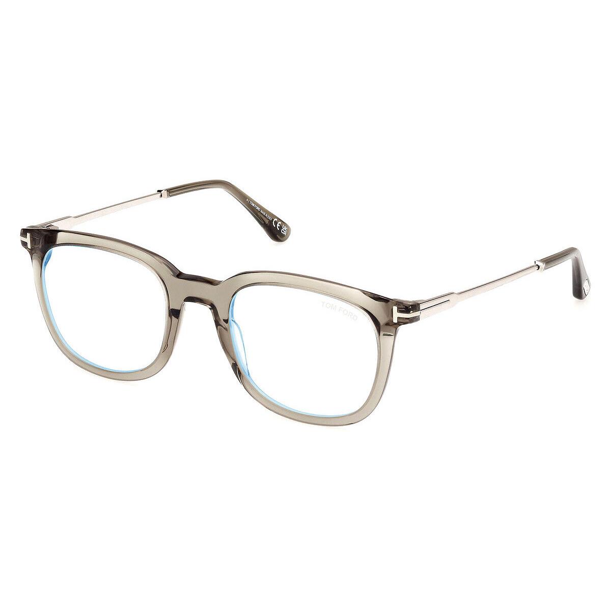 Tom Ford FT5904-B Eyeglasses Shiny Transparent Olive/t Logo / Blue Block