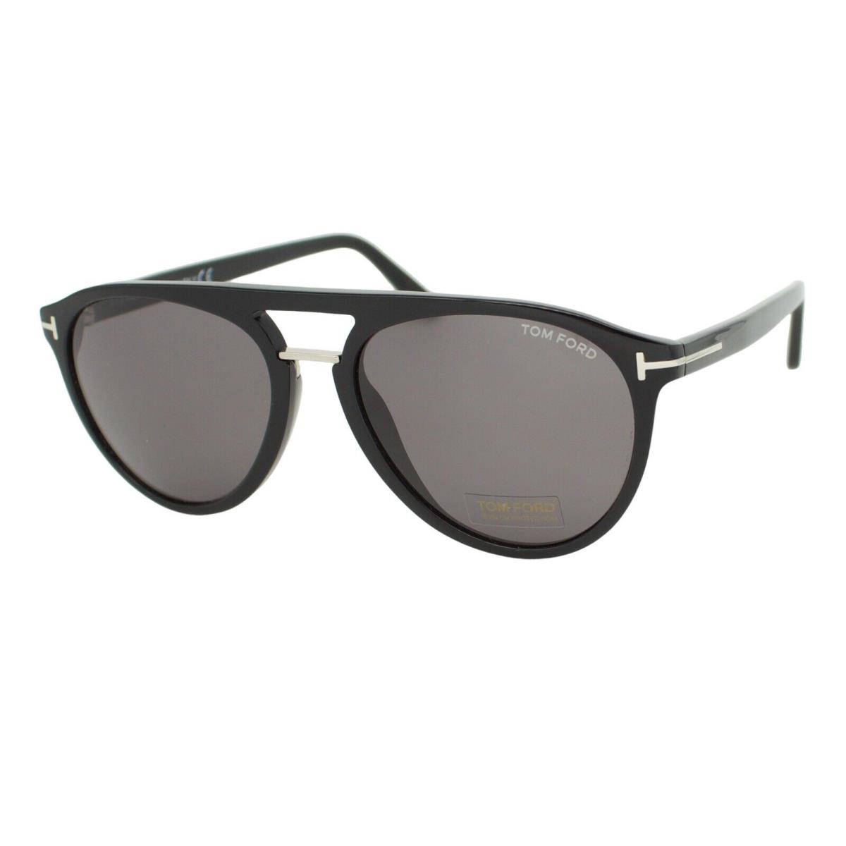 Tom Ford Burton 697 01C Shiny Black Gray Lens Men`s Sunglasses 56-18-145 W/case