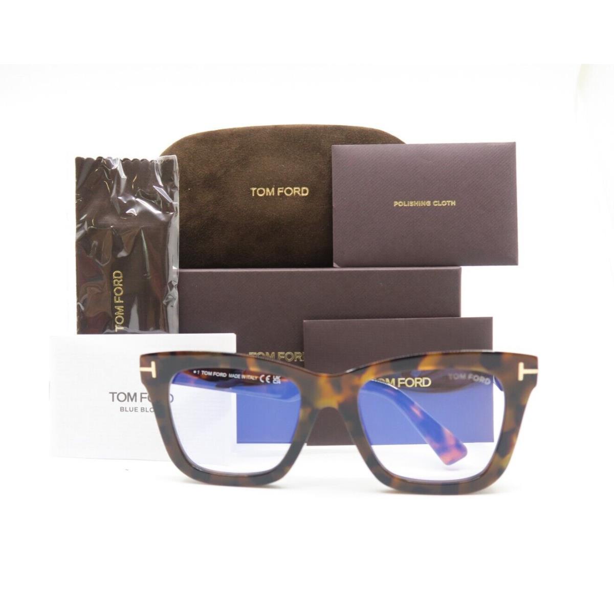 Tom Ford TF 5881-B 052 52mm Brown Tortoise-blue Block Lenses Eyeglasses