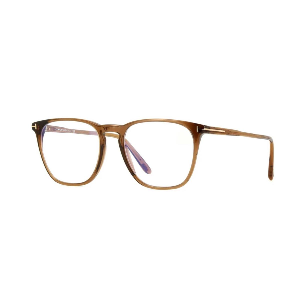 Tom Ford FT 5937-B Blue Block Shiny Brown/blue Filter 048 Eyeglasses