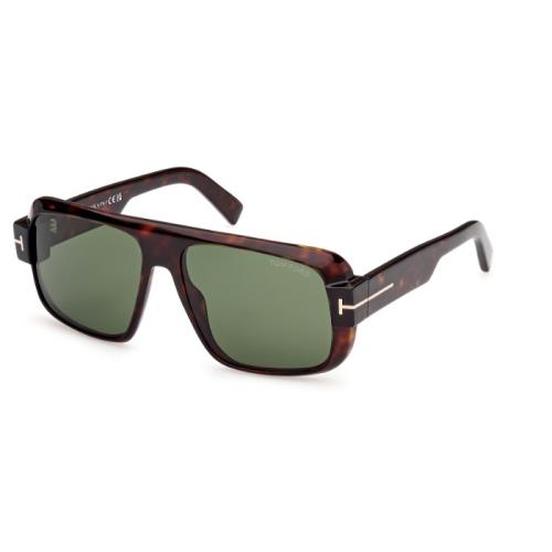 Tom Ford FT1101 Turner 52N Dark Havana/green Square Men`s Sunglasses - Frame: Dark Havana, Lens: Green