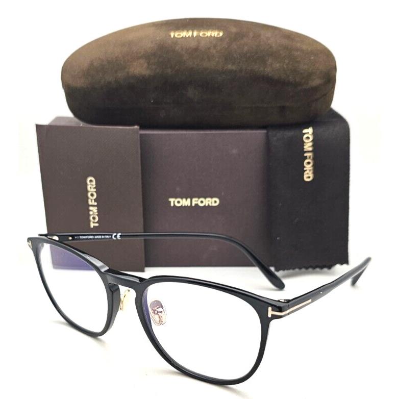 Tom Ford Blue Block Eyeglasses TF 5700-B 001 54-20 145 Black Gold Frames