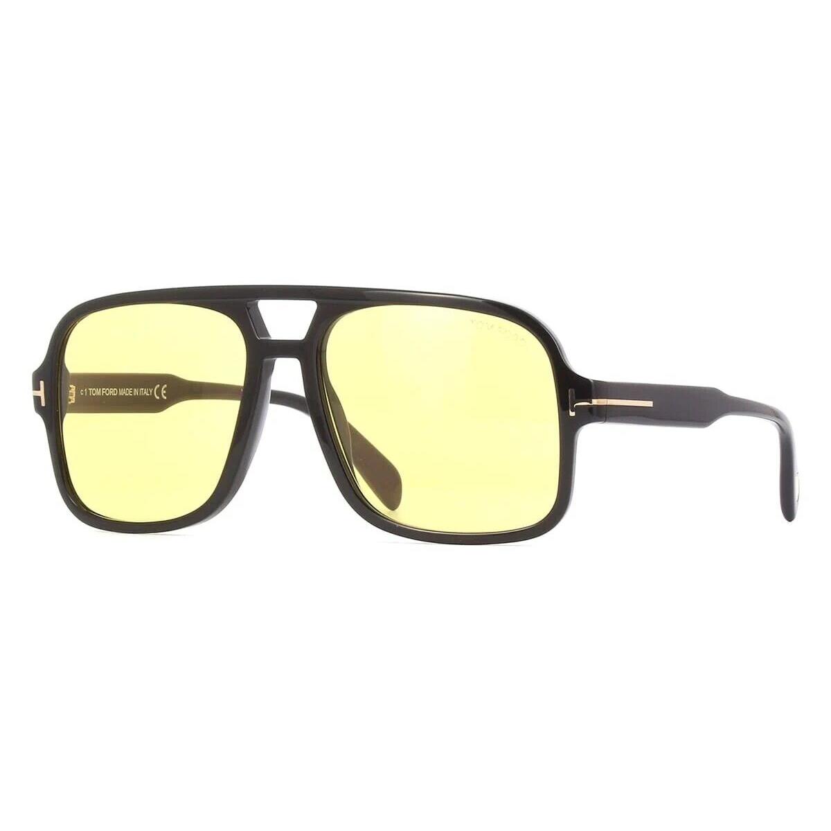 Tom Ford Falconer 02 FT0884 01E Shiny Black/brown Yellow Sunglasses 60mm