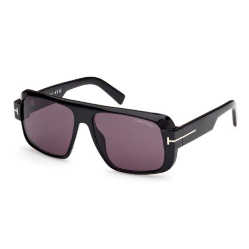 Tom Ford FT1101 Turner 01A Shiny Black/smoke Square Men`s Sunglasses