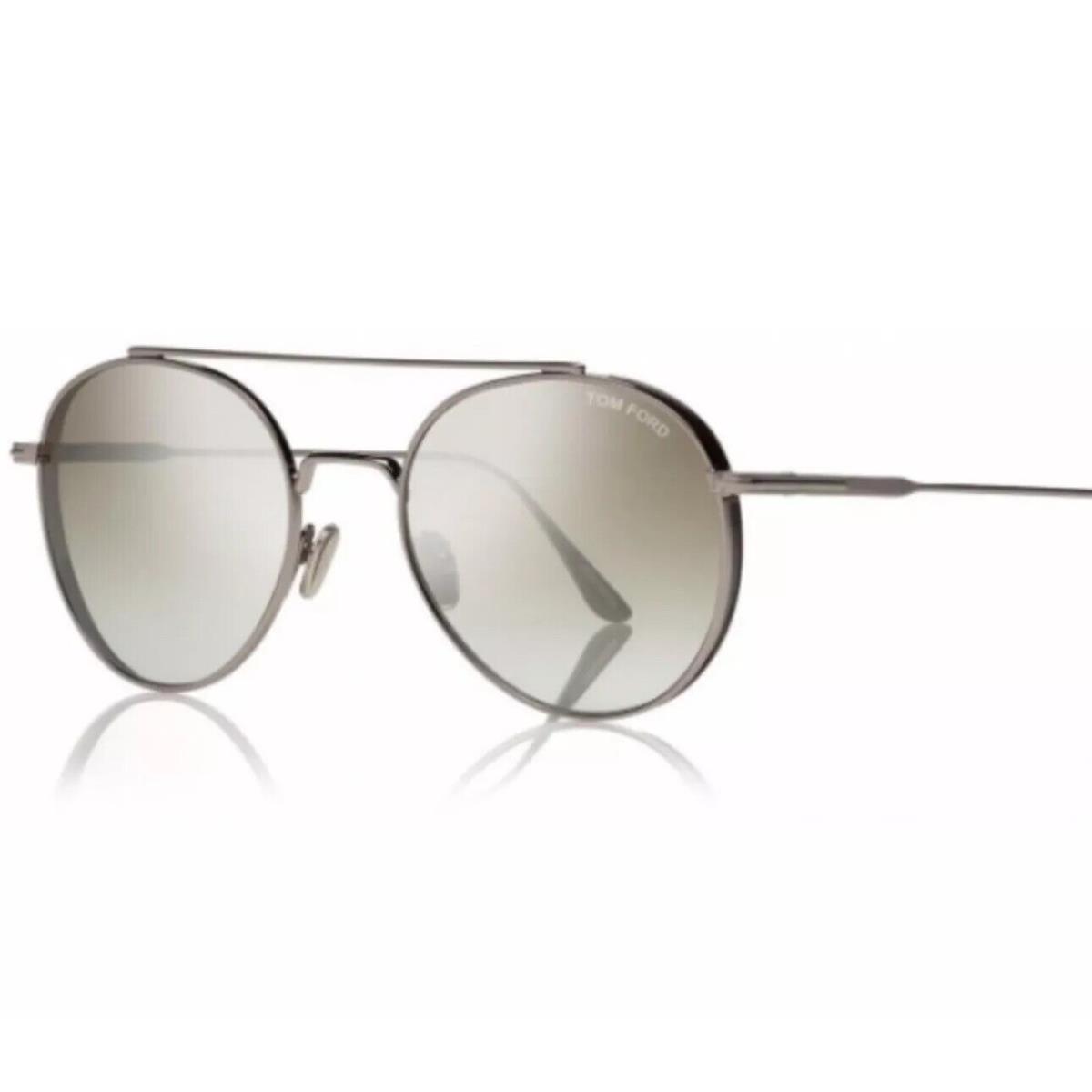 Tom Ford FT 0826 826 14Q Shiny Light Ruthenium Green Mirror Lens Sunglasses