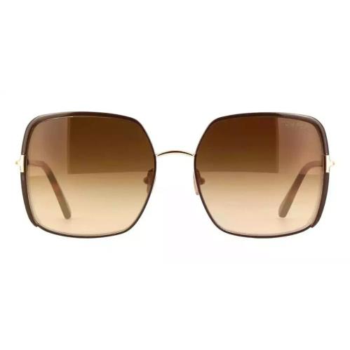 Tom Ford Raphaela Shiny Dark Brown/gradient Brown FT1006 48F 60-18-135 - Frame: Shiny Dark Brown, Lens: Brown