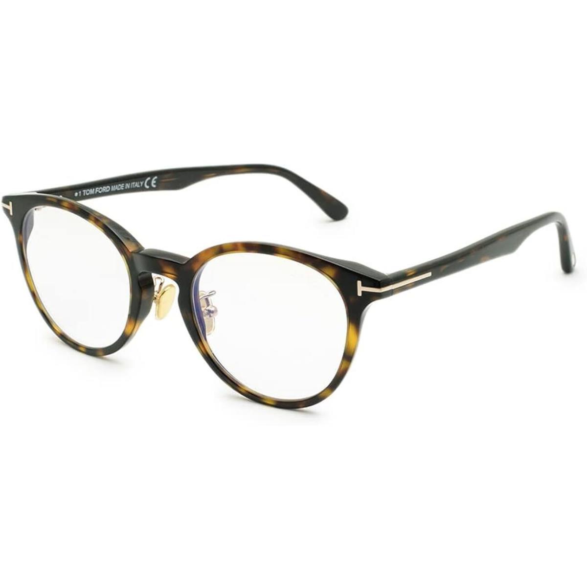 Tom Ford FT5779-D-B 052 Eyeglasses Havana Frame Clear Blue Block Lenses 49mm