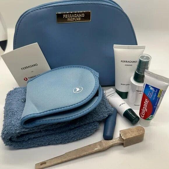 Nwot Salvatore Ferragamo For Turkish Airlines Blue Luxury Travel Set