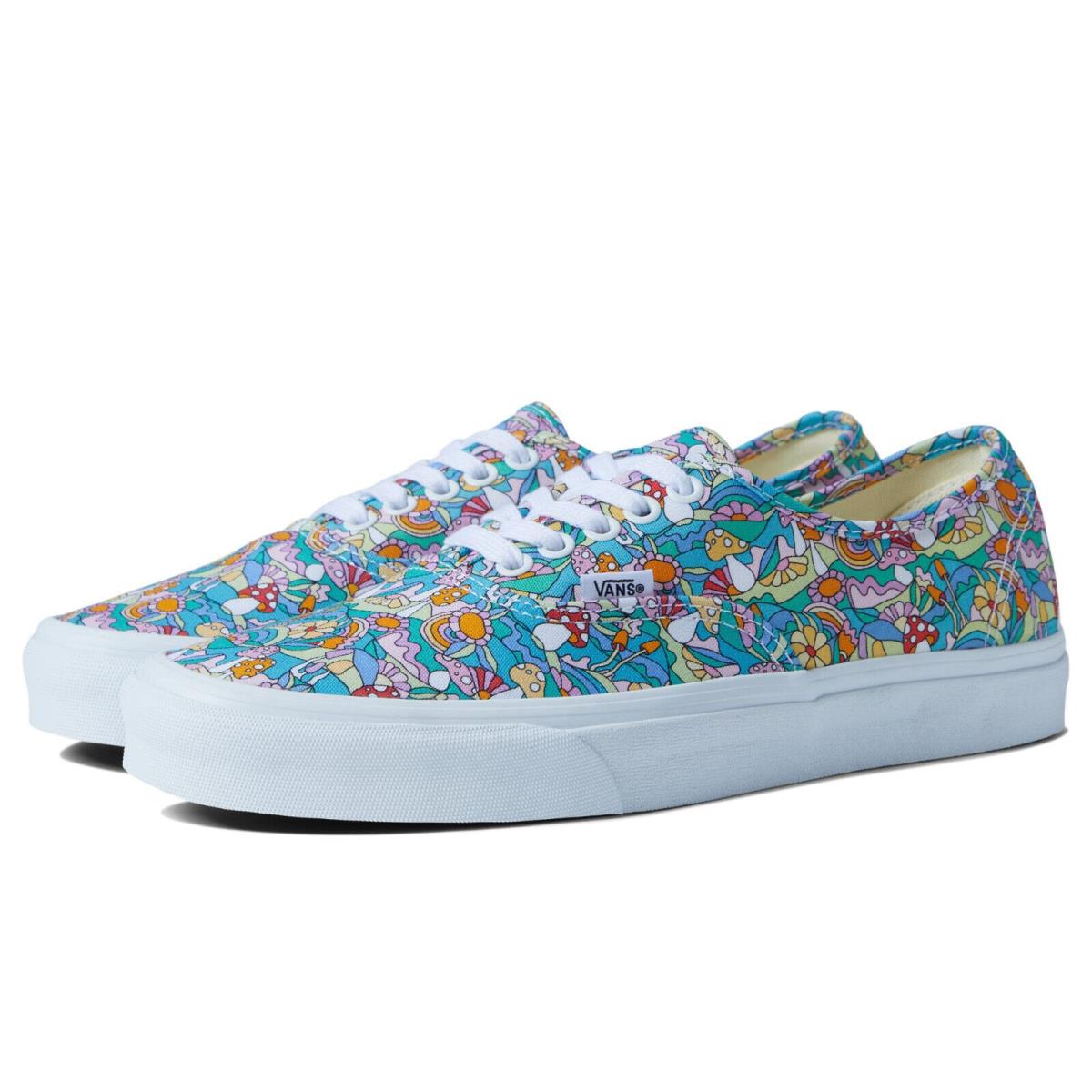 Vans Authentic Mushroom/floral Men`s 7.5 Women`s 9 Medium - Light Blue