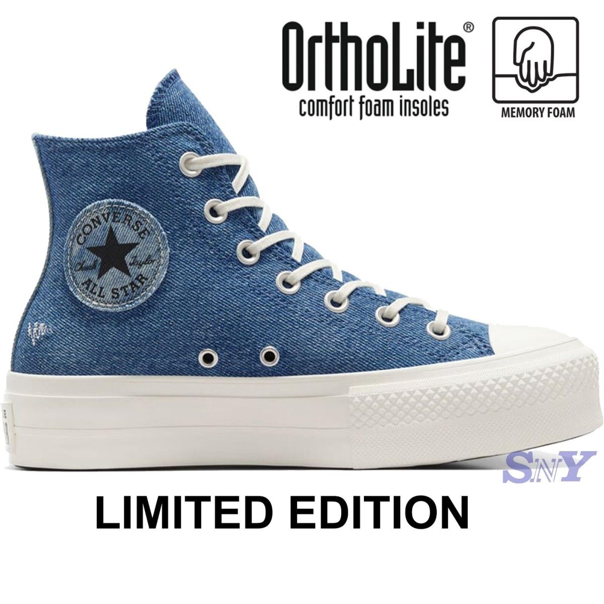 Converse Women`s Chuck Taylor All Star Lift Denim Jeans Style Ortholite Insole